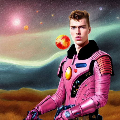 Pink space soldier in the style of Vincent van Gohg, Imagine Me, Prompt Guide